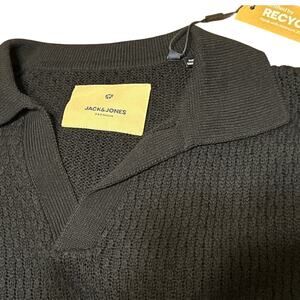 Jack & Jones Luxurious Deep Navy Ink Men's Knit Collared Sweater‎ NWT